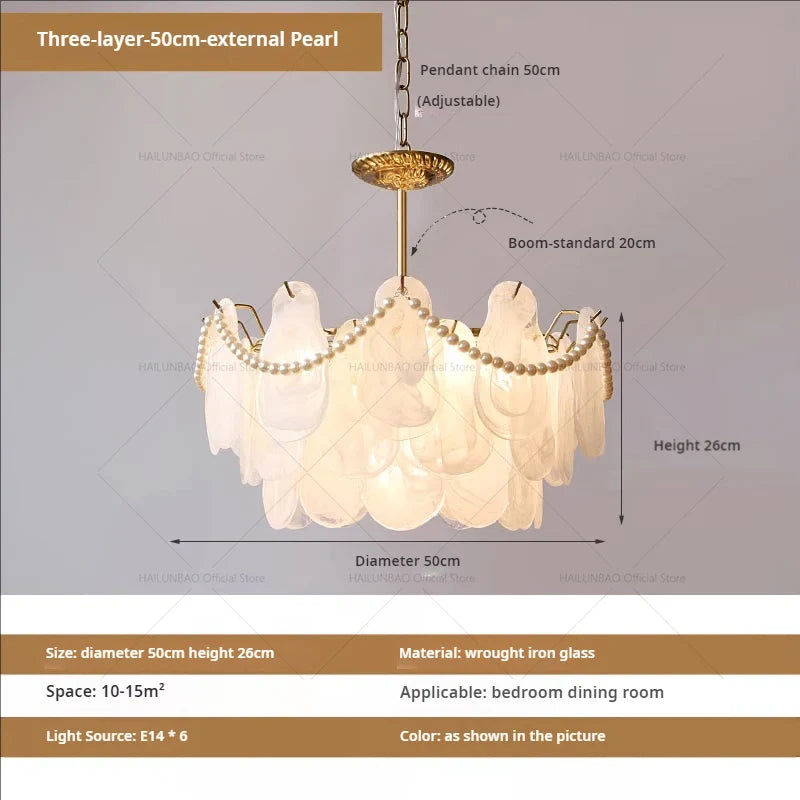 Afralia™ French Chandelier Garden Light with K9 Crystal | Elegant Pearl Shell Design