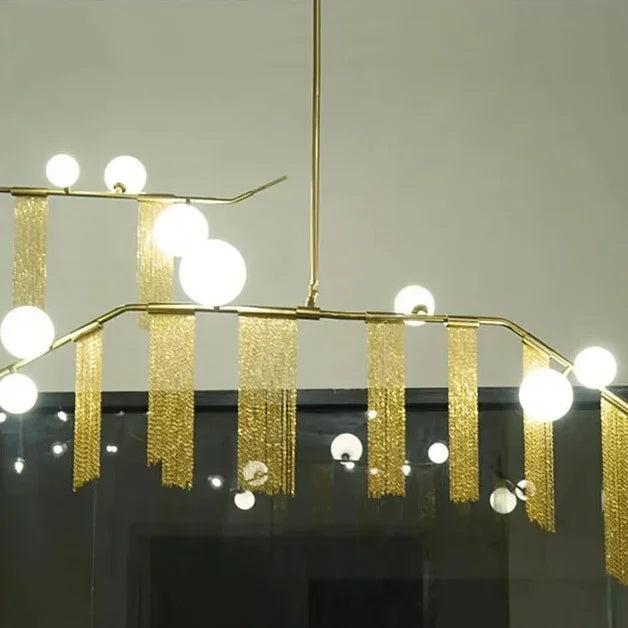 Afralia™ Modern G9 LED Glass Pendant Chandelier with Gold Tassel