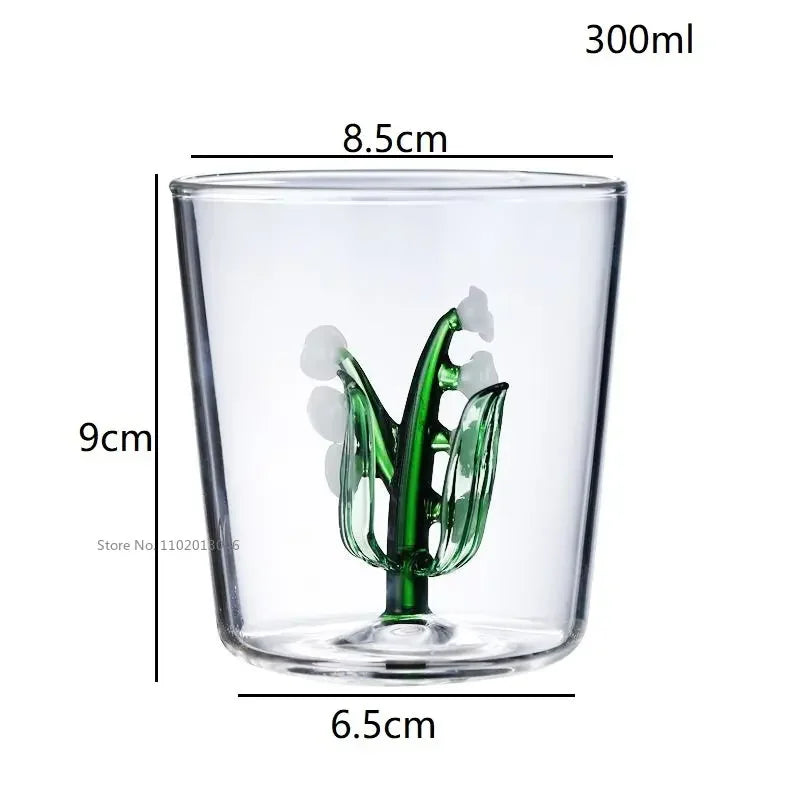 Afralia™ Lily Of The Valley Glass Beverage Cup - Animal Water Cup, Rabbit Rose Duck