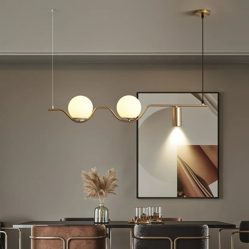 Afralia™ Glass Ball Chandelier Pendant Light for Kitchen Dining Room Bedroom