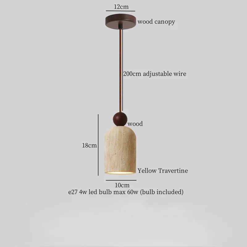Afralia™ Yellow Travertine LED Pendant Lights for Dining Table Bedside Living Room Cafe