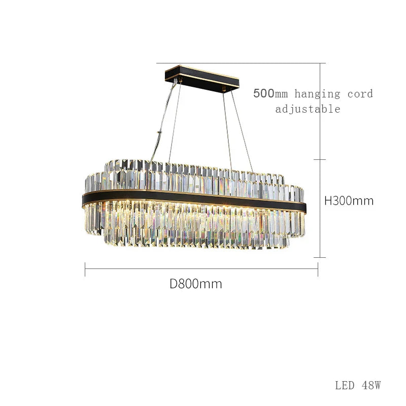 Afralia™ Black LED Crystal Chandelier for Dining Room Luxury Design