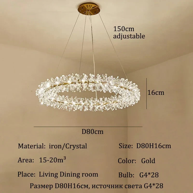 Afralia™ Crystal Chandelier: Luxury Gold LED Lighting for Home Dining Room Decor