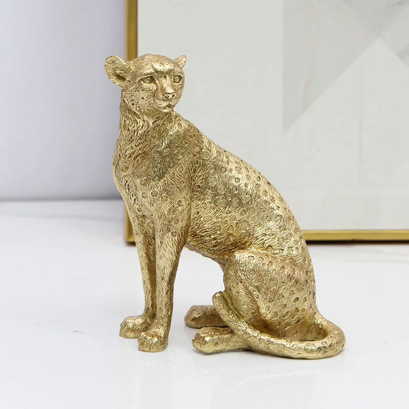 Afralia™ Leopard Print Cheetah Resin Crafts: Realistic Home Office Decor