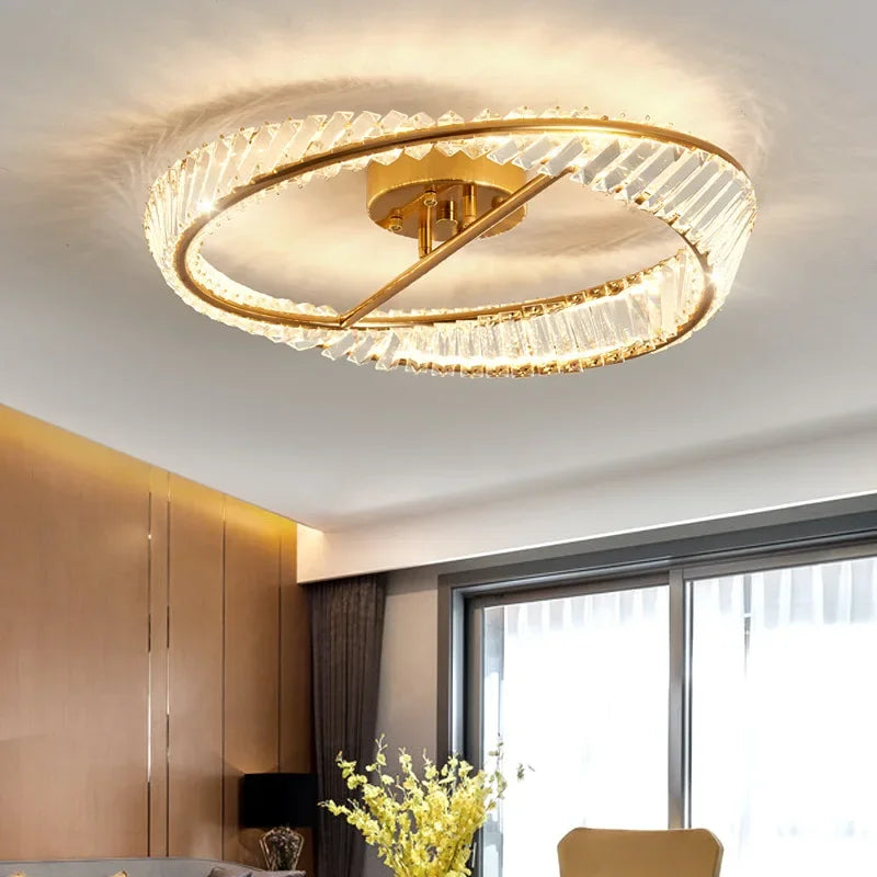 Afralia™ Crystal Ceiling Lamp: Modern Rings Dining Room LED Light Luster