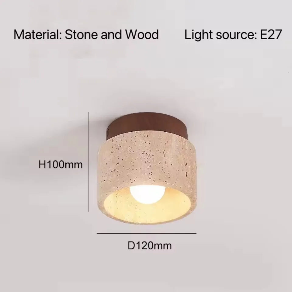 Afralia™ Travertine Stone Ceiling Downlight with E27 Bulb
