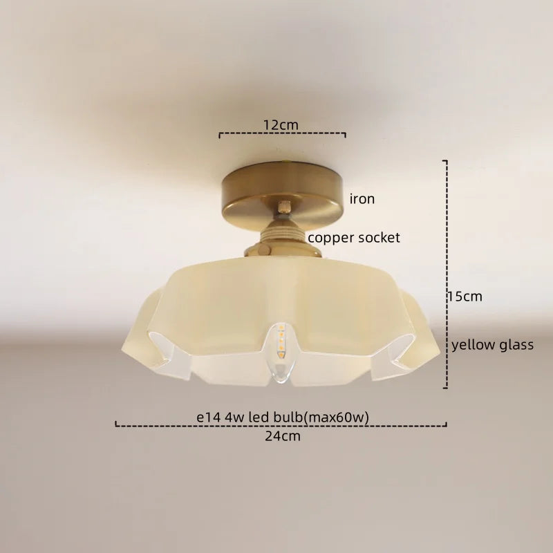 Afralia™ Yellow Glass LED Pendant Light: Modern Nordic Hanging Lamp for Dining Room & Kitchen