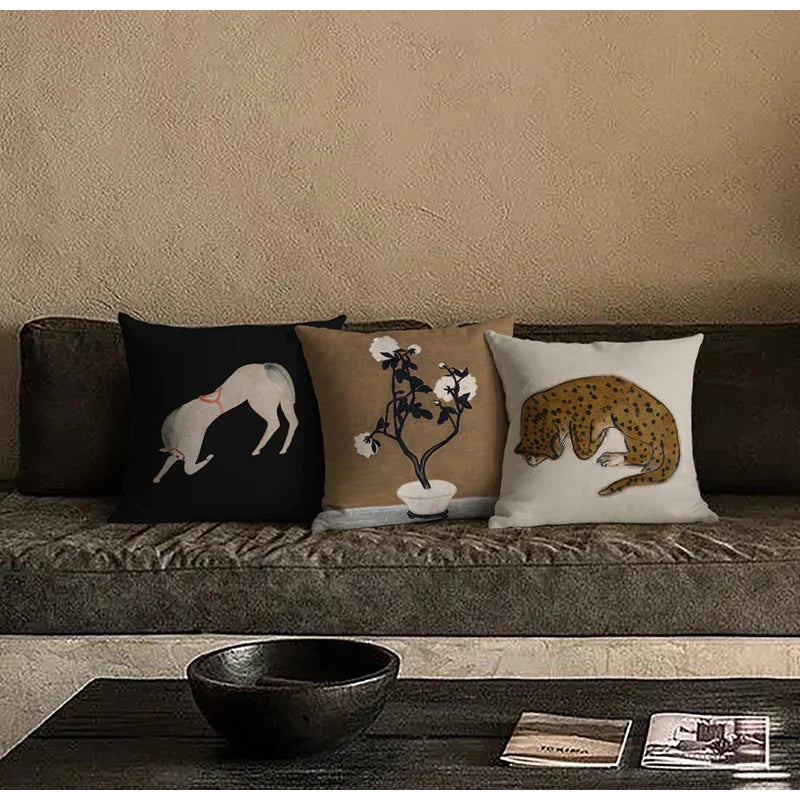 Afralia™ Sanyu Collection Retro Chinese French Decorative Pillow Cover for Living Room