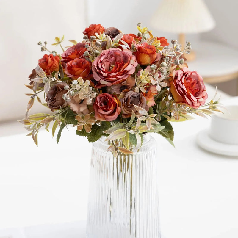 Afralia™ Silk Rose Peony Hydrangea Bouquet for Wedding Home Decoration