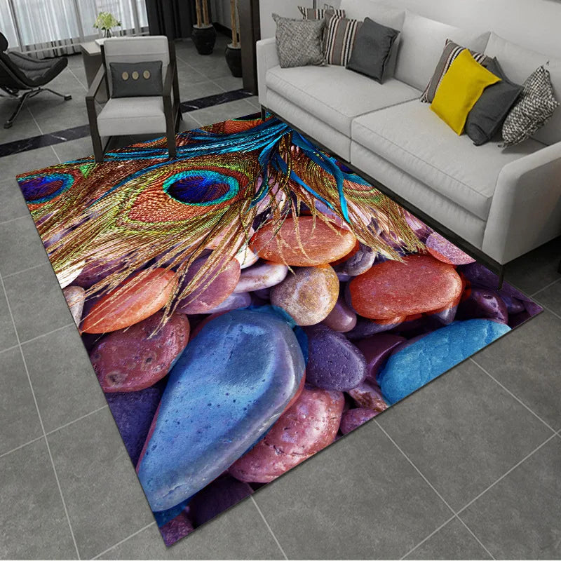 Feather Print Velvety Home Carpets by Afralia™: Quality Rugs for Living Room and Bedroom