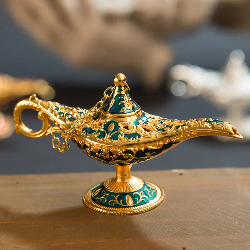 Afralia™ Vintage Aladdin Genie Lamp Incense Burner Retro Home Decor Gift