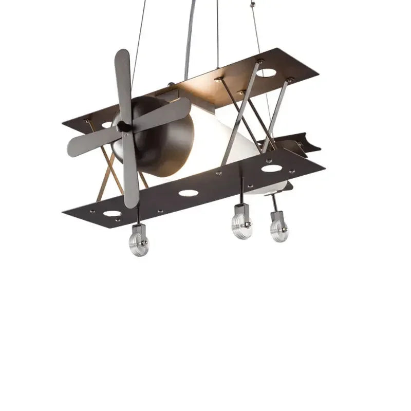 Afralia™ Retro Airplane Chandelier: Kids Bedroom LED Lamp for Bar & Cafe.