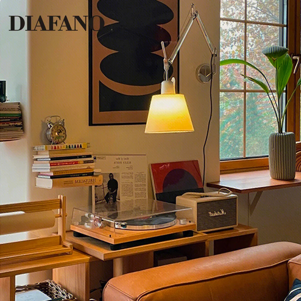 Afralia™ Adjustable Aluminum Wall Lamp with Long Swing Arm for Bedside & Study