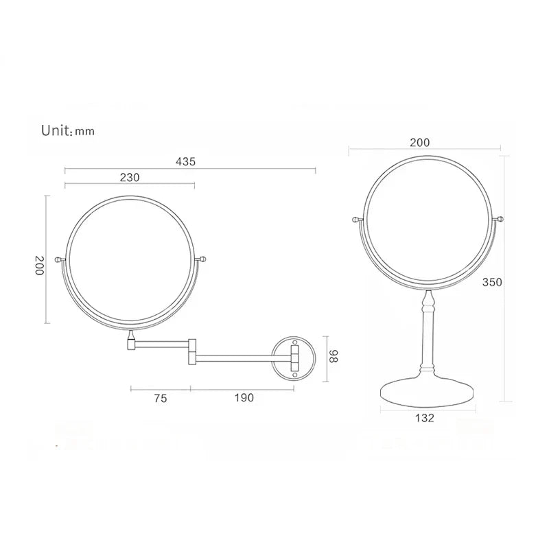 Afralia™ Adjustable Wall Mounted Cosmetic Mirror 1X/3X Magnification 2-Face Bathroom Mirror