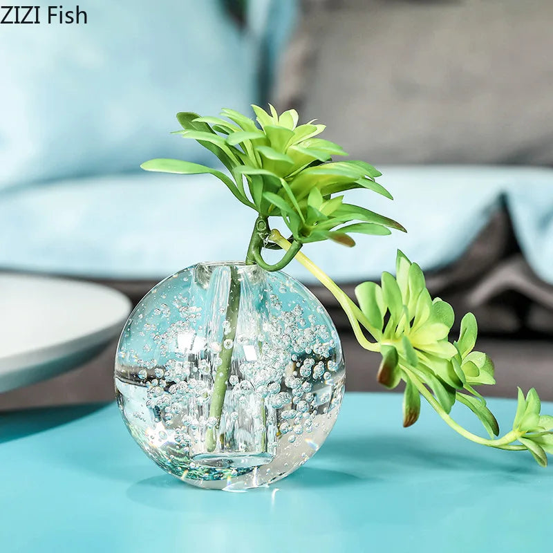 Afralia™ Clear Glass Vase Flower Pot for Desk Decoration and Floral Arrangements