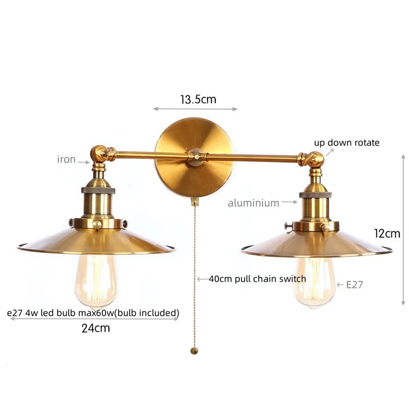 Afralia™ Vintage LED Wall Light - 2 Heads Industrial Loft Lighting
