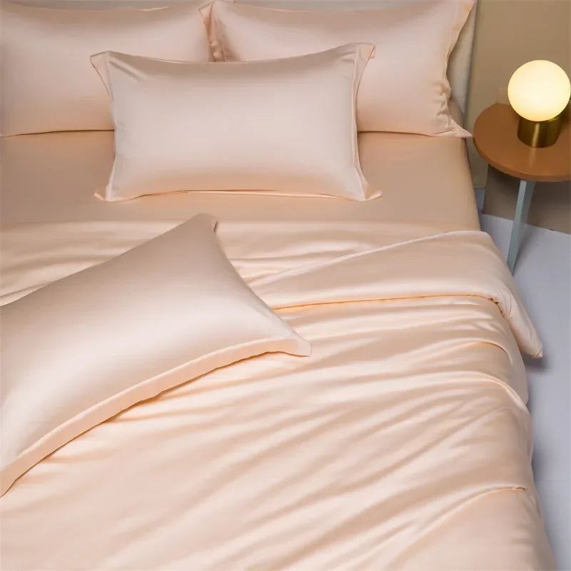 Afralia™ Cooling Cotton Solid Bedding Set Ultra Soft Quilt Cover for Summer