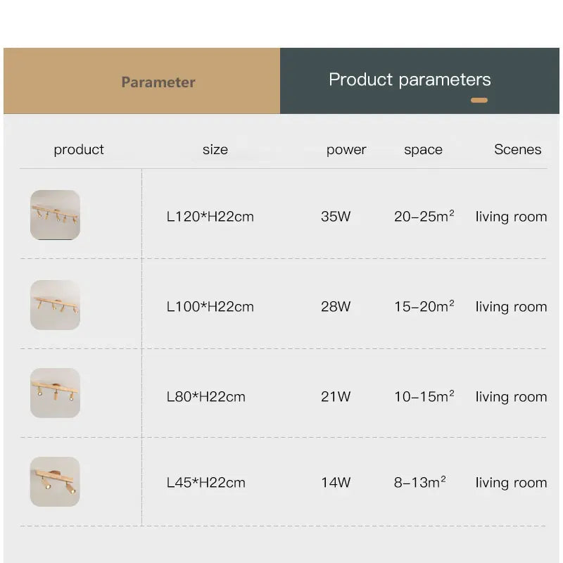 Afralia™ Wood Grain LED Ceiling Chandelier Spotlight for Living Room Bedroom Kitchen Fixture