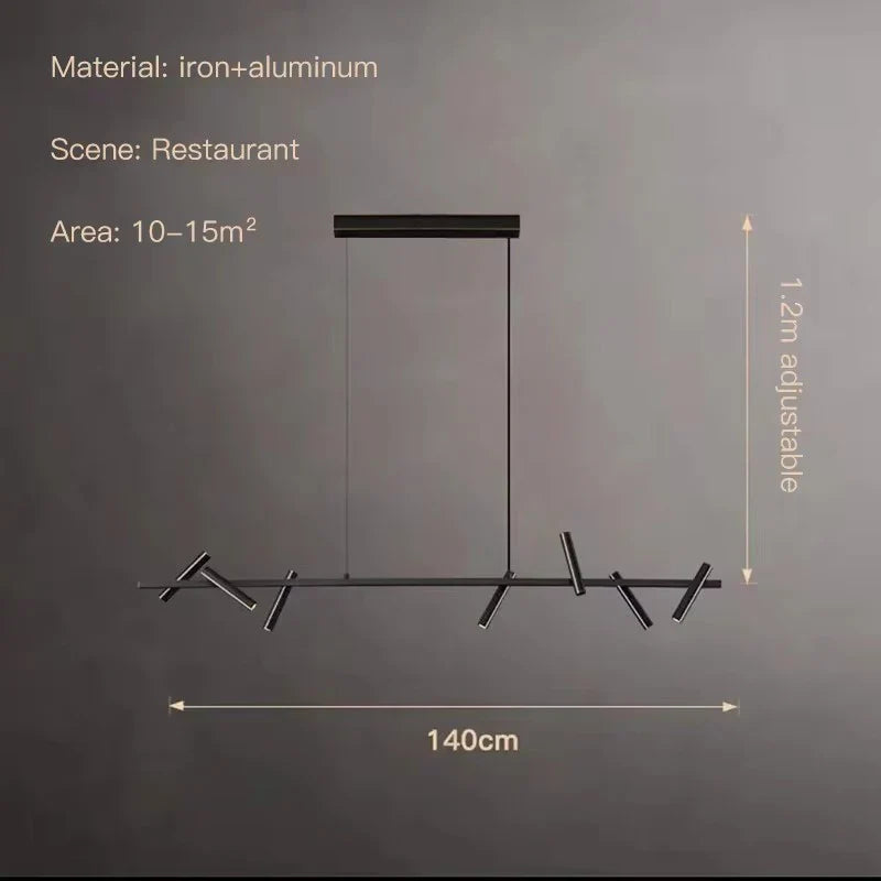 Afralia™ Black LED Spot Chandelier: Modern Minimalist Rotatable Hanging Lamp for Home Decor