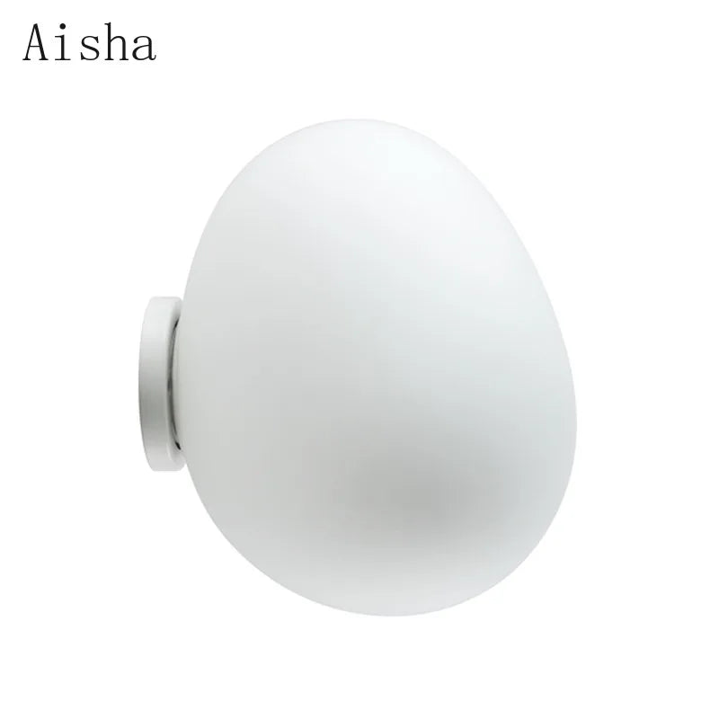 Afralia™ Milky White Glass Pebble Wall Lamp Set for Home Decor