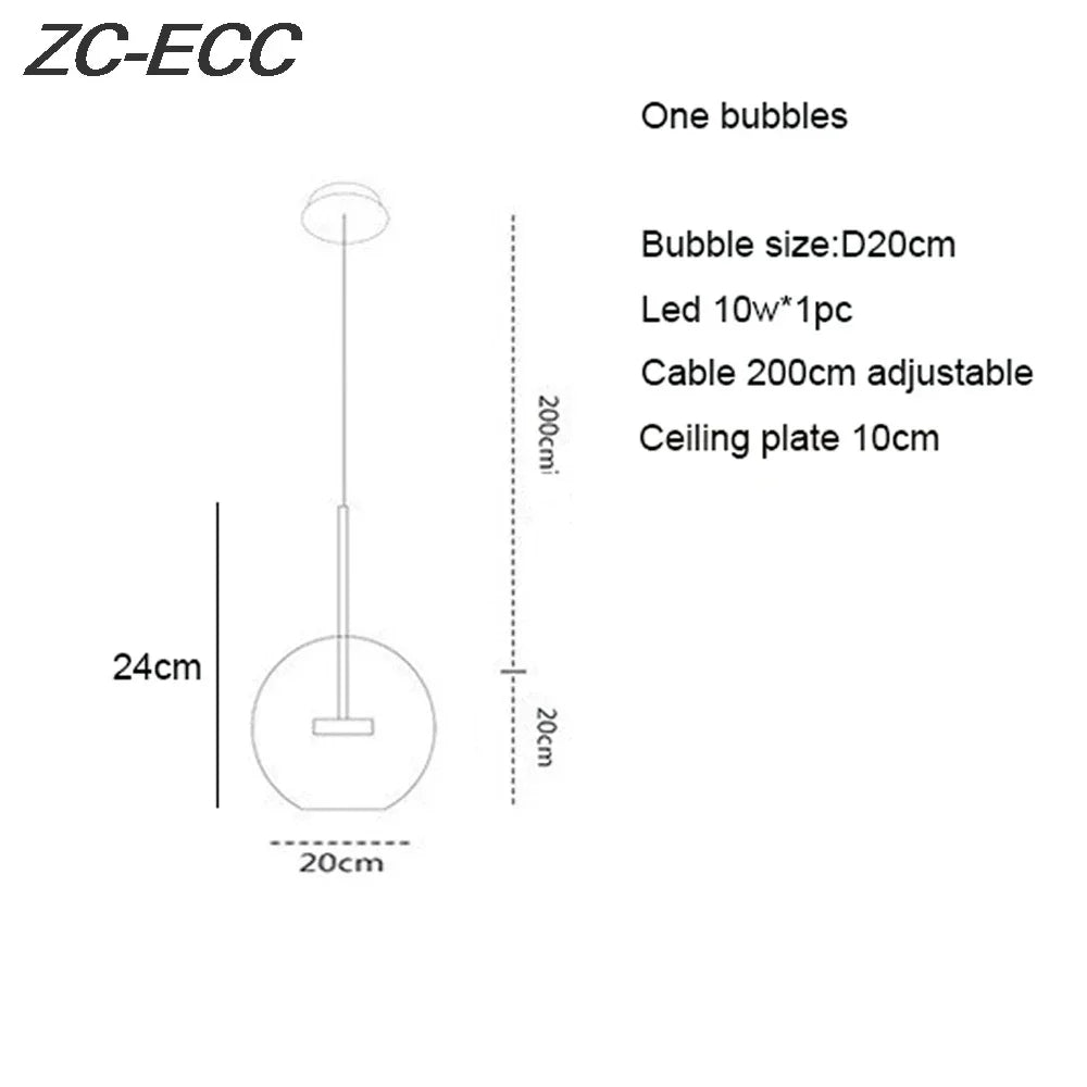 Afralia™ Glass Bubble LED Chandelier: Stylish Ceiling Lighting for Dining & Living Room