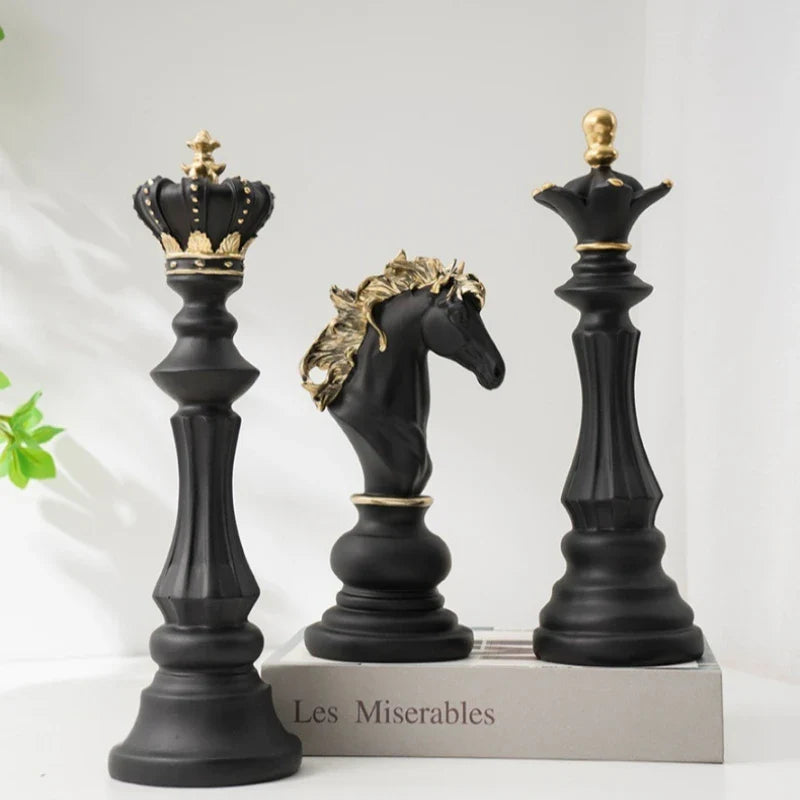 Afralia™ Modern Resin Chess Figurine Set for Home & Office Decor