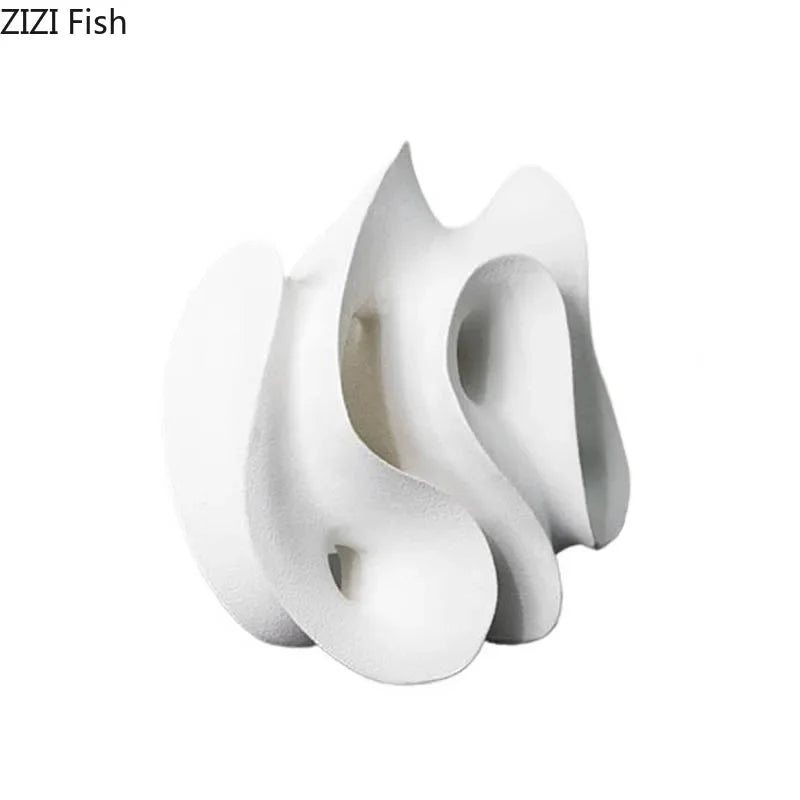 Afralia™ Geometric Resin Sculpture Desk Decoration Hollow Out Ornaments Abstract Handicrafts