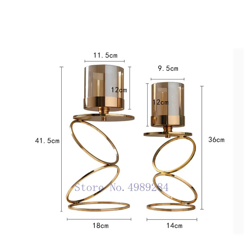Afralia™ Glass Candle Holders Nordic Retro Gold Candlestick Wedding Home Decor