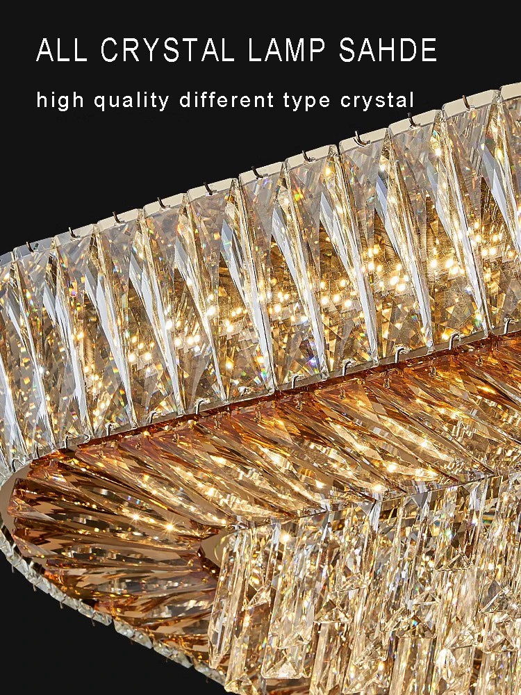 Afralia™ Amber Crystal Ceiling Chandelier: Luxe LED Home Decor Light Fixture