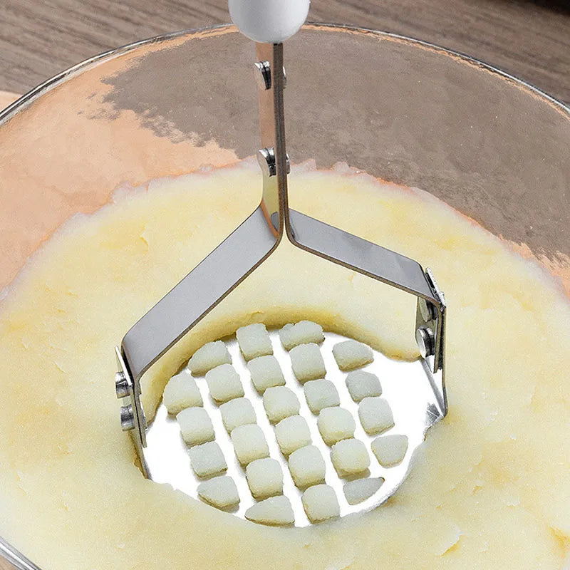 Afralia™ Stainless Steel Potato Masher & Food Crusher for Kids; Kitchen Fruit & Vegetable Tool