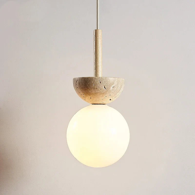Afralia™ LED Pendant Light Stone Wood Glass Nordic Modern Hang Lamp