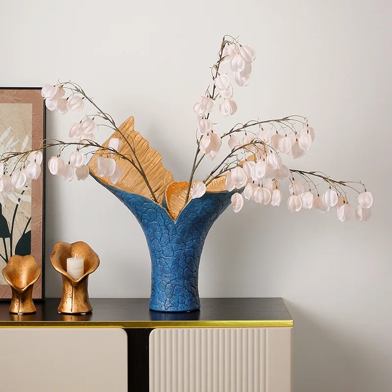 Afralia™ Black Gold Resin Handicrafts Display Vase Candlestick Home Decor