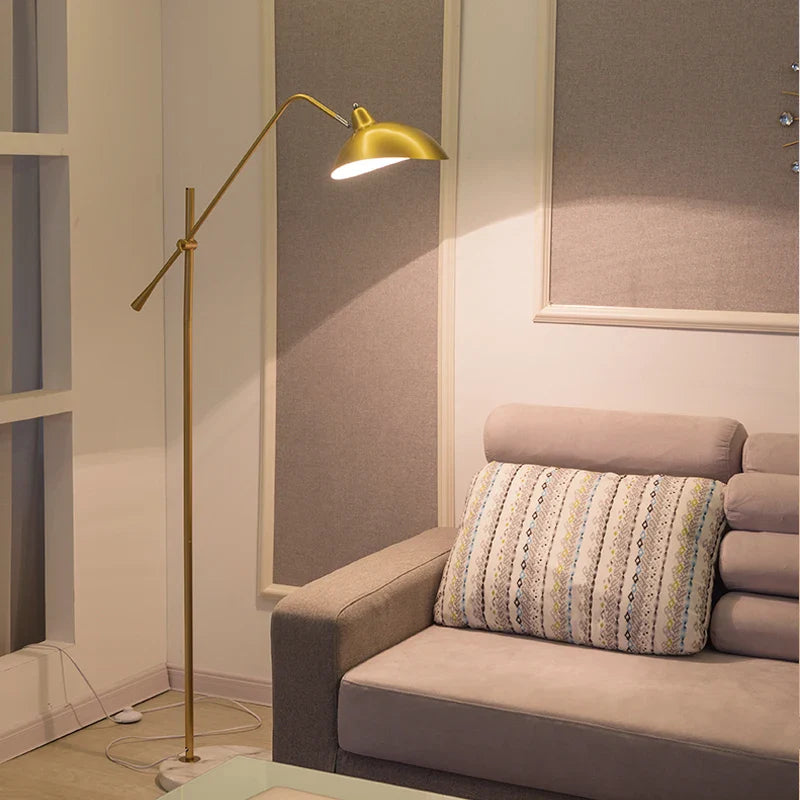 Afralia™ Nordic Adjustable Floor Lamp with Marble Base - Black