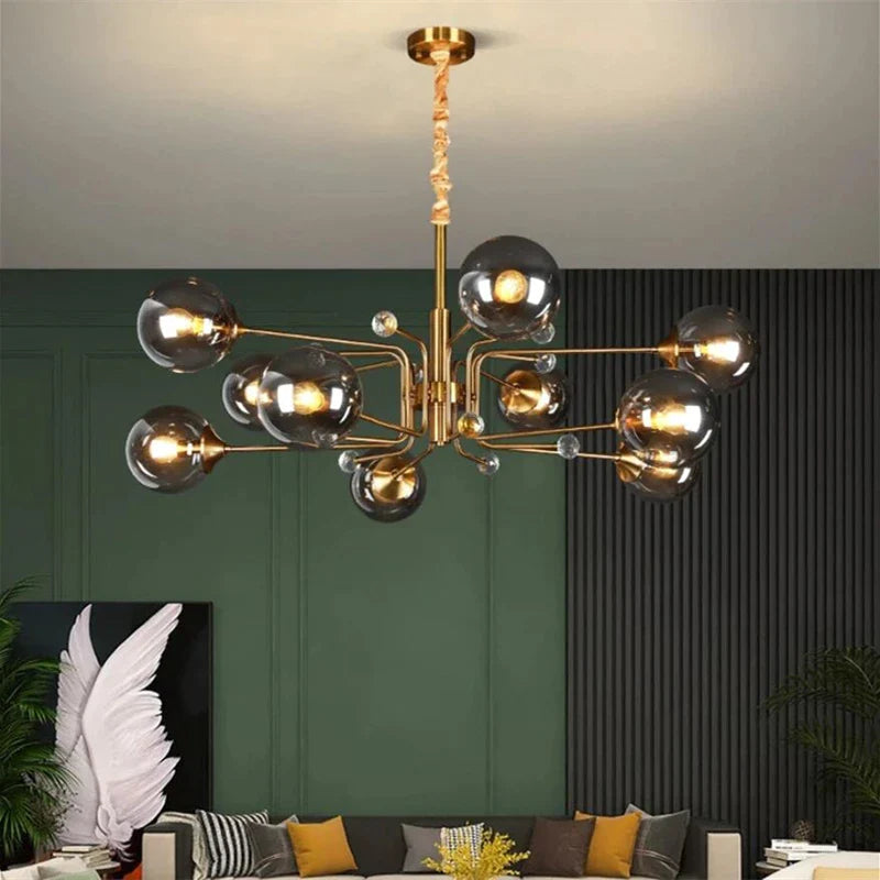 Afralia™ Glass Bubble Chandelier: Luxury LED Glass Ball Suspension Lamp for Living Room, Bedroom, and Shop