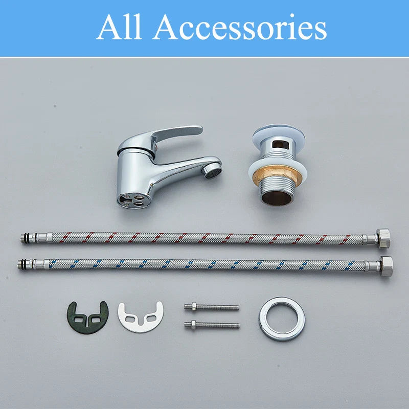 Afralia™ Chrome Basin Faucet Hot Cold Mixer Tap Single Handle Deck Mounted