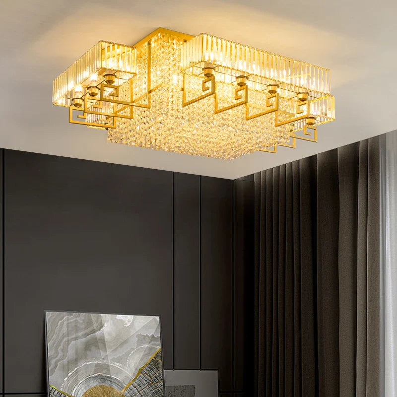 Afralia™ Crystal Rectangular Ceiling Light for Living Room, Bedroom, and Dining Room