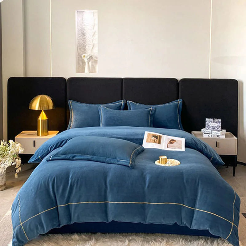 Afralia™ Winter Coral Velvet Bedding Set Double-sided Thick Warm Comforter Cover