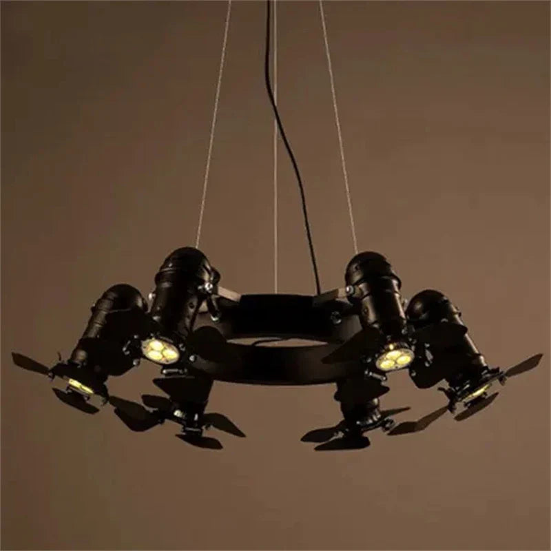 Afralia™ Vintage Iron Industrial Chandelier for Restaurant Bar Coffee Shop