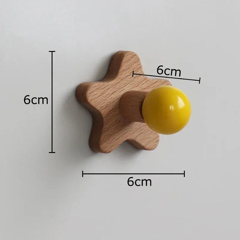 Afralia™ Star Wood Hook Wall Storage Holder Shelves