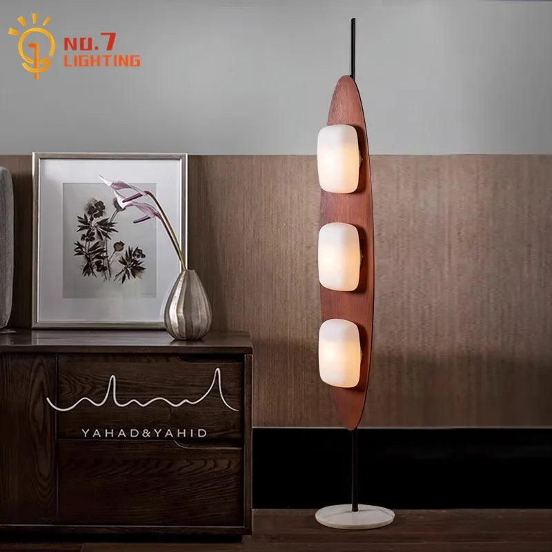 Afralia™ Medieval Sailboat LED Floor Lamp Solid Wood Marble Base Vintage Table Lamp