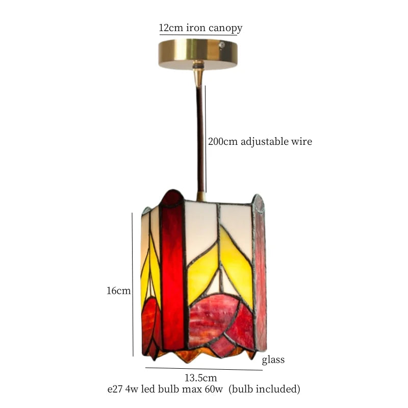 Afralia™ Tiffany Brass Pendent Light Glass LED Cafe Bedroom Living Room Loft Bar