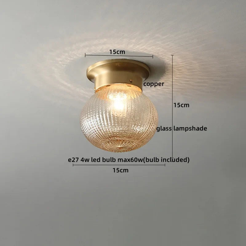 Afralia™ Copper Glass Ball LED Ceiling Light - Modern Style Indoor Lighting Fixtures