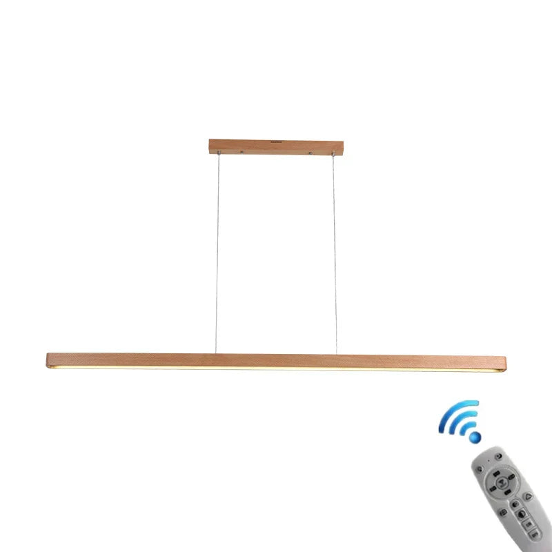 Afralia™ Dimmable Wooden Pendant Lamp: Long Strip Minimalist Hanging Indoor Lighting