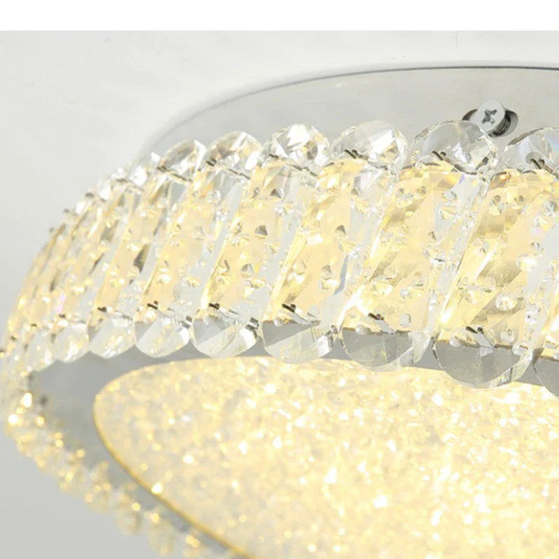 Afralia™ Modern Round LED Crystal Ceiling Light for Home Decor Lighting