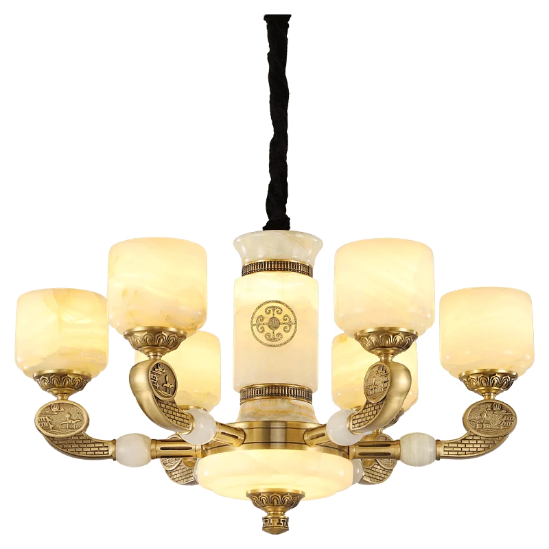 Afralia™ Zen Jade Chandelier: Modern Chinese Style Living Room Lamp for Villa, Restaurant, and Building