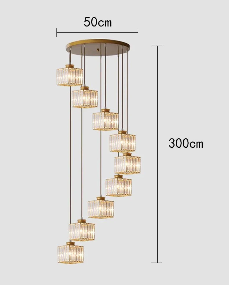 Afralia™ Crystal Staircase Pendant Lamp: Modern Luxury Interior Decoration Lighting for Home & Hotel.