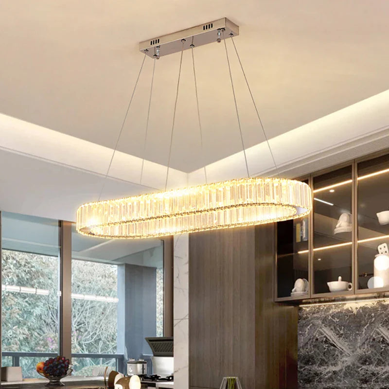 Afralia™ Crystal Oval LED Chandelier: Luxury Lighting Fixture for Living Room - Modern Design