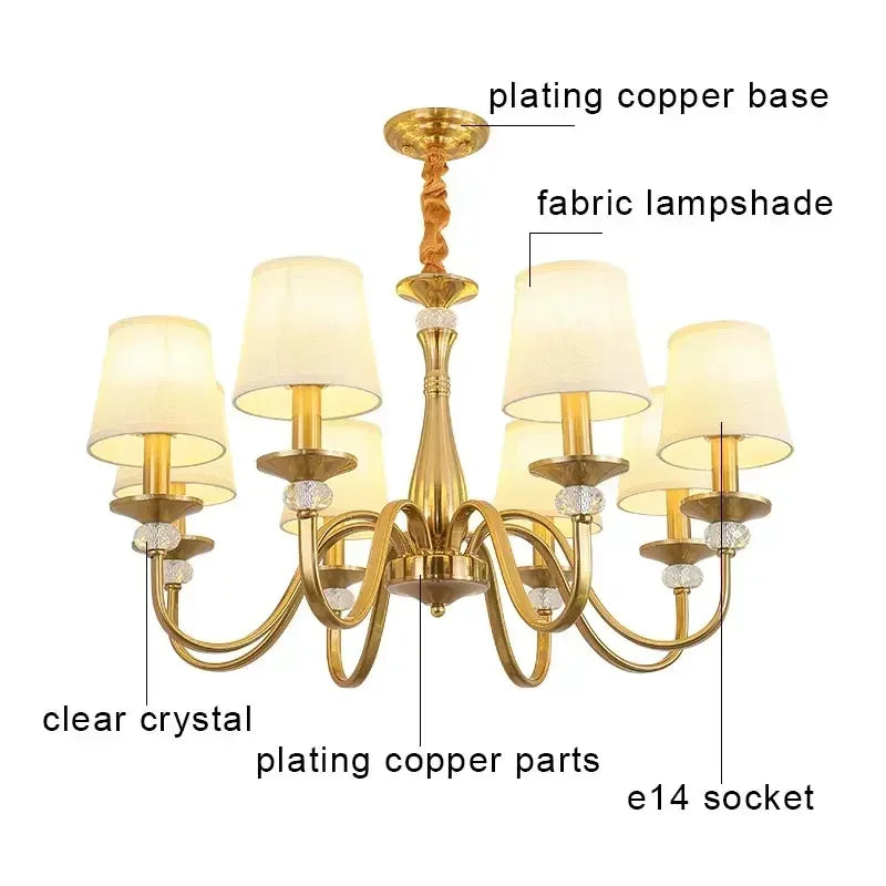 Afralia™ Retro Fabric Chandelier Ceiling Pendant Light for Living Room Kitchen Bedroom Dining