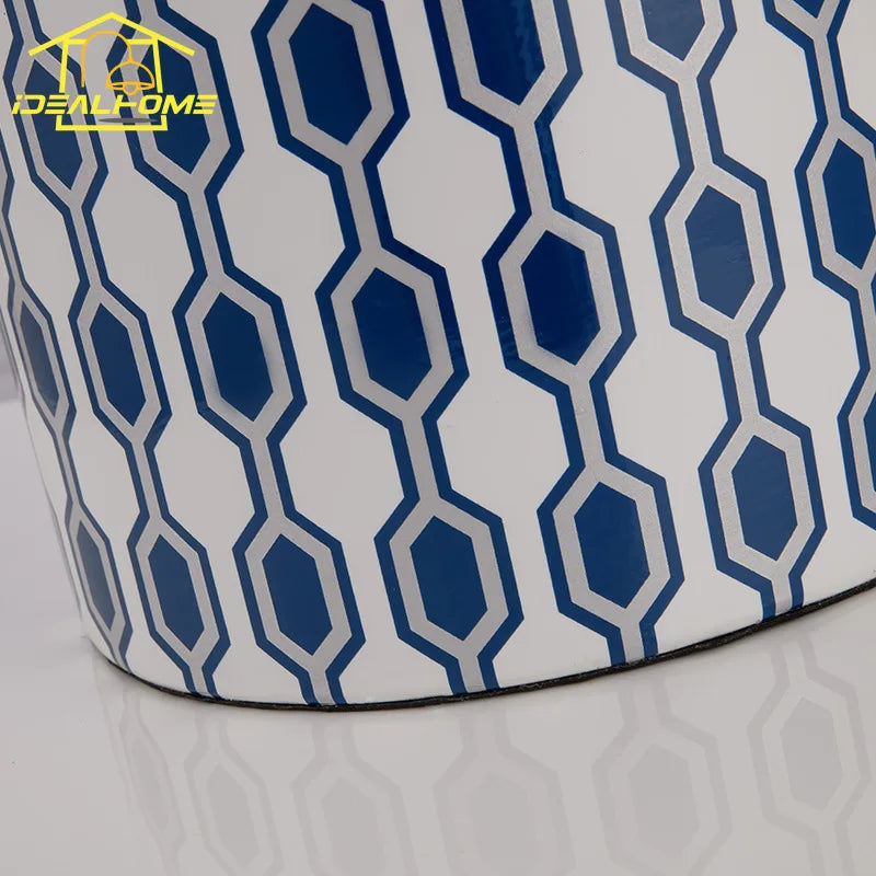 Afralia™ Blue/Orange Ceramic Table Lamp LED E27 Modern Minimalist Desk Light