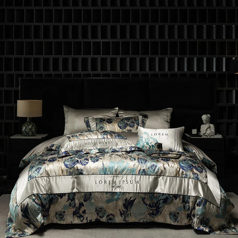 Afralia™ Luxe Brocade Jacquard Bedding Set with Egyptian Cotton & Embroidery